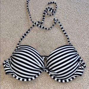 Black and White striped bikini top
